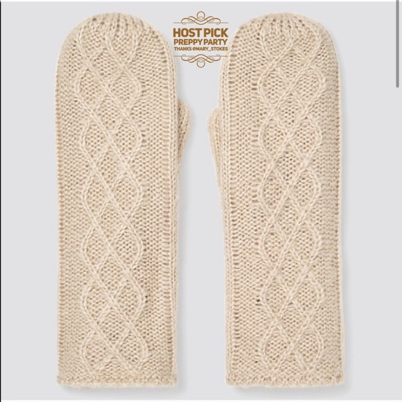 🎉 HP 🎉🆕 Draper James Cable Knit Mittens Oatmeal - Picture 1 of 7